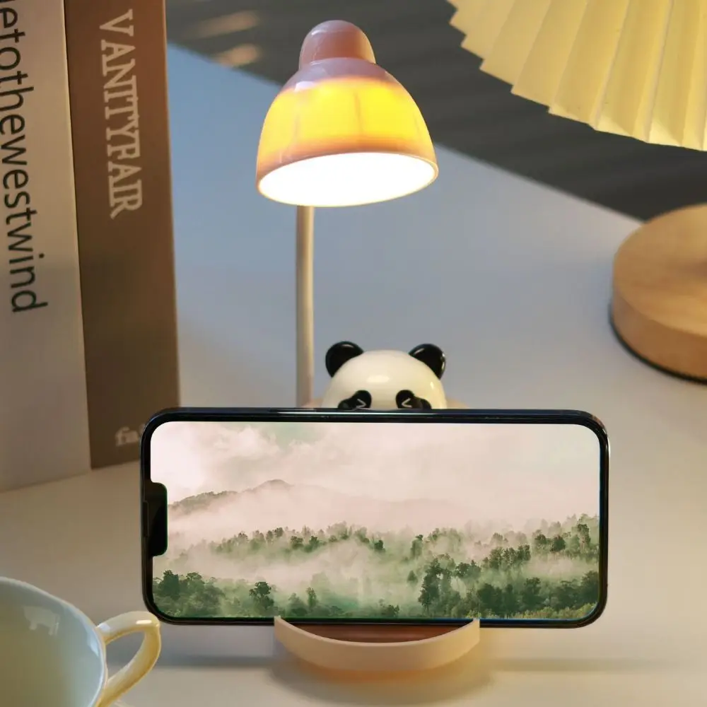 

Chargeable Sofa Panda Nightlight Ornament 360° Adjustable Cartoon Panda Mobile Phone Bracket USB-C Children's Sleep Light Home