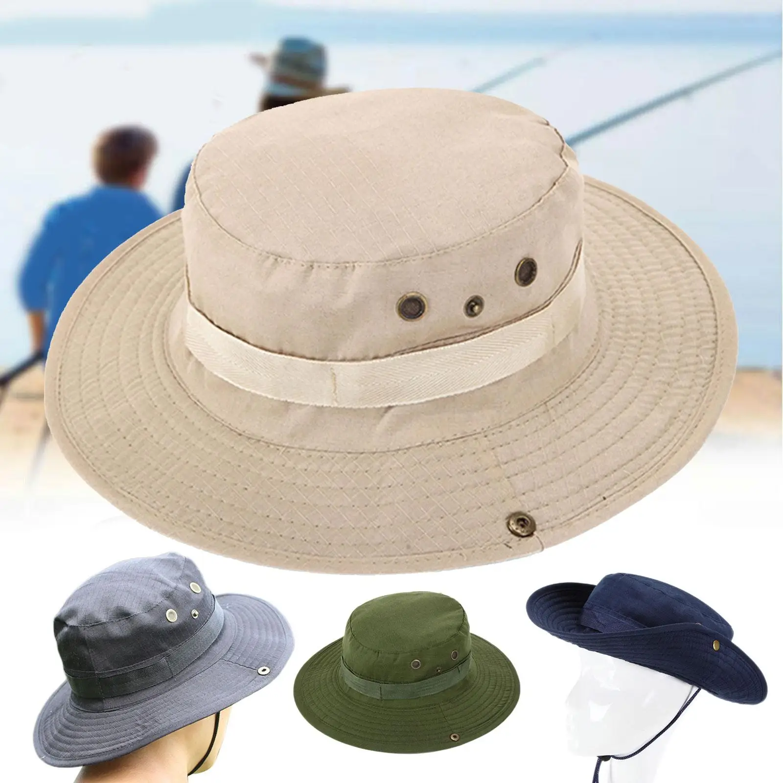 

Fisherman Hat Outdoor Trip Caps Sun Hat Bucket Cargo Boonie Mens Summer Unisex Bush Safari Woman's Hat Fishing Bonnet Y0J6