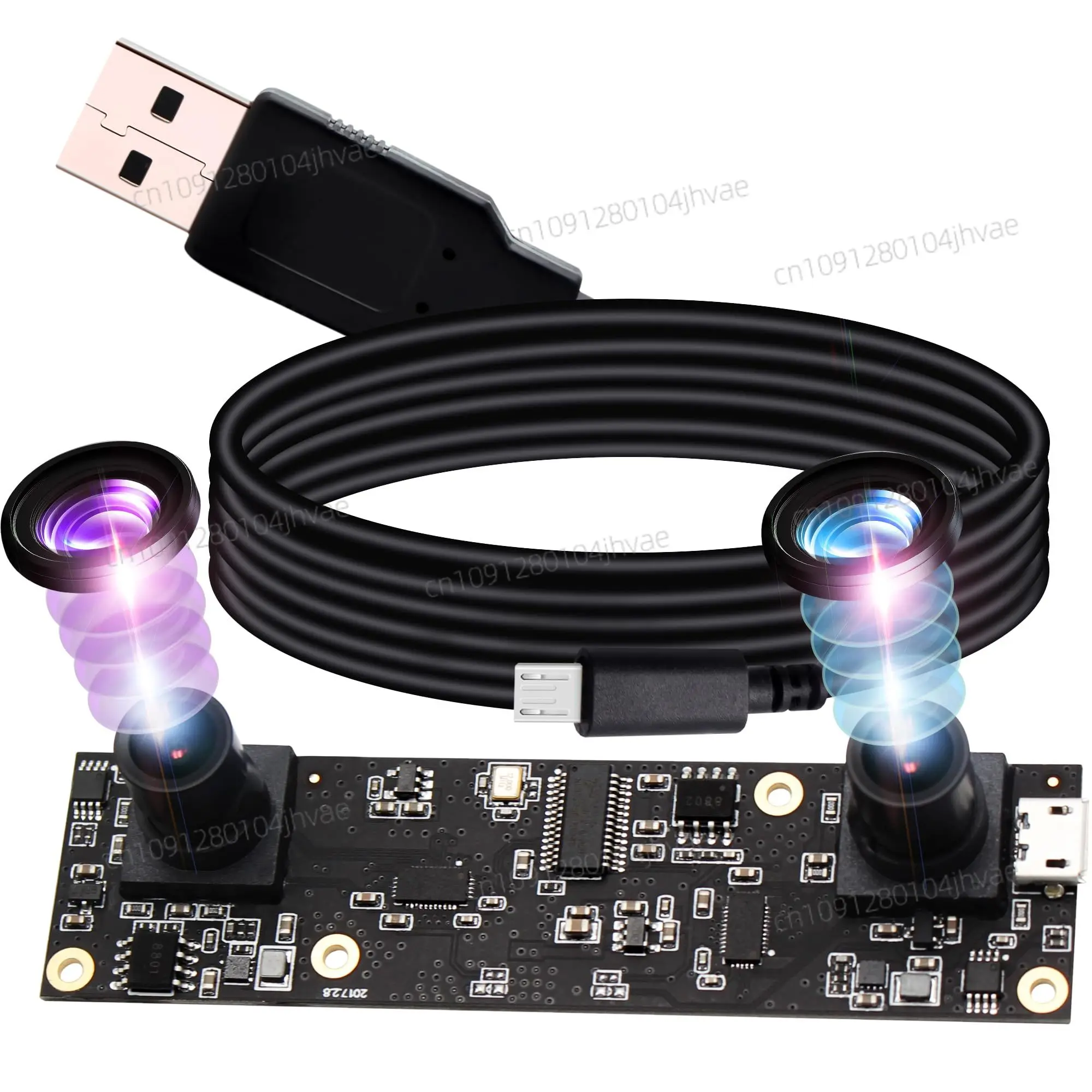 

ELP Dual Lens Stereo Camera 1080P 30fps With No Distortion 90degree Lens CMOS Mini Industrial Face Detection 3D VR Camera Module