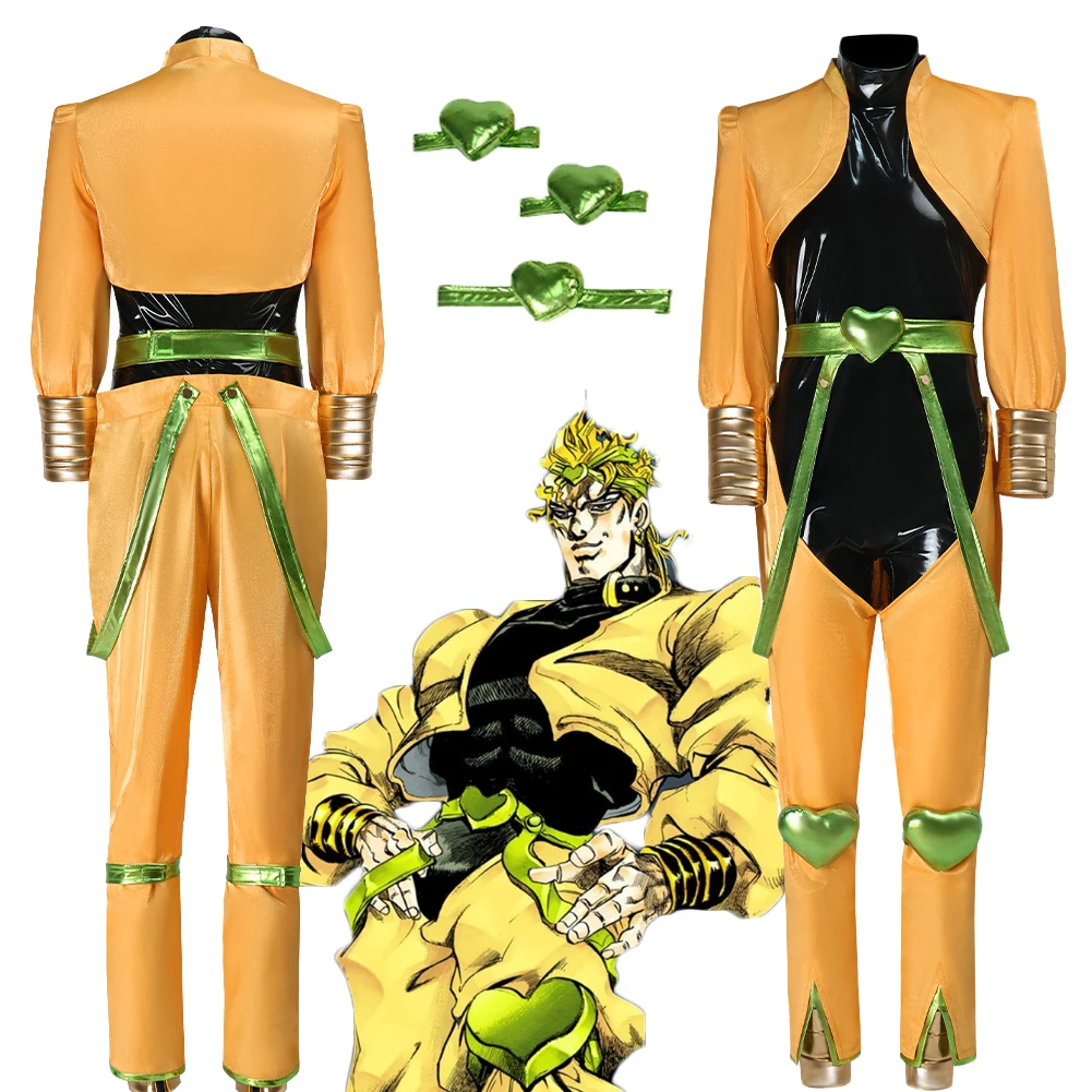 

Disguise Anime JoJo Cosplay Bizarre Adventure Yellow Costume Outfits Black Jumpsuit Brandy Roleplay Halloween Carnival Party