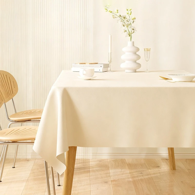 Cream Faux Sheepskin Tablecloth Waterproof Oilproof Non Slip Table Pad for Dining Kitchen White Decorative Cover Multiple Sizes