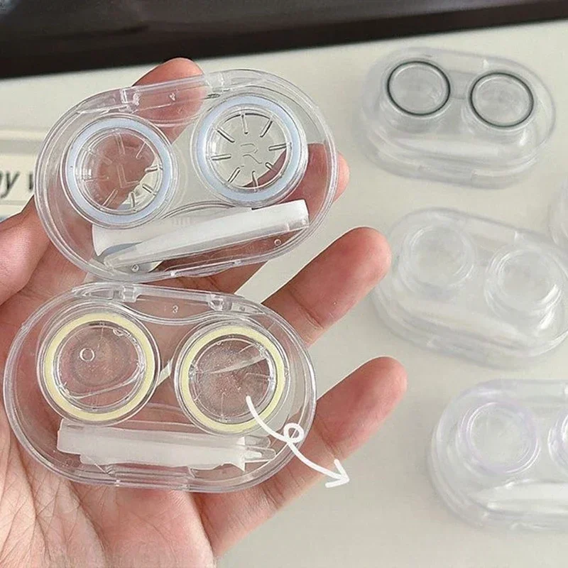 1/5pcs Contact Lens Cases Transparent Love Bow Contact Lens Case Girl Portable Useful Pupil Box Storage Eye Care Container Box