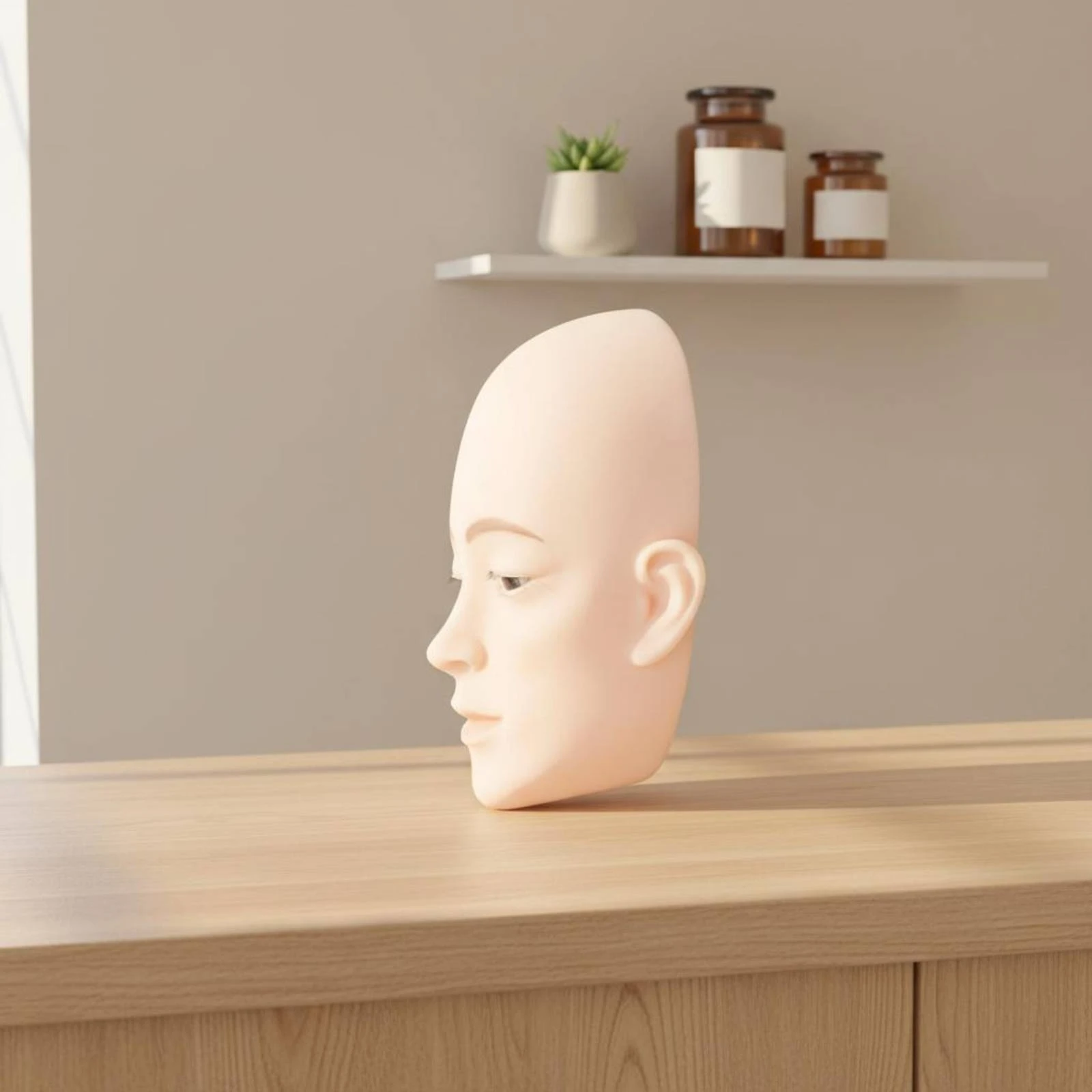 Adjustable Eyelid Mannequin Molded Ears Eyelash Extension Mannequin Head Lash Practice Head Blue Eyes Soft Finish