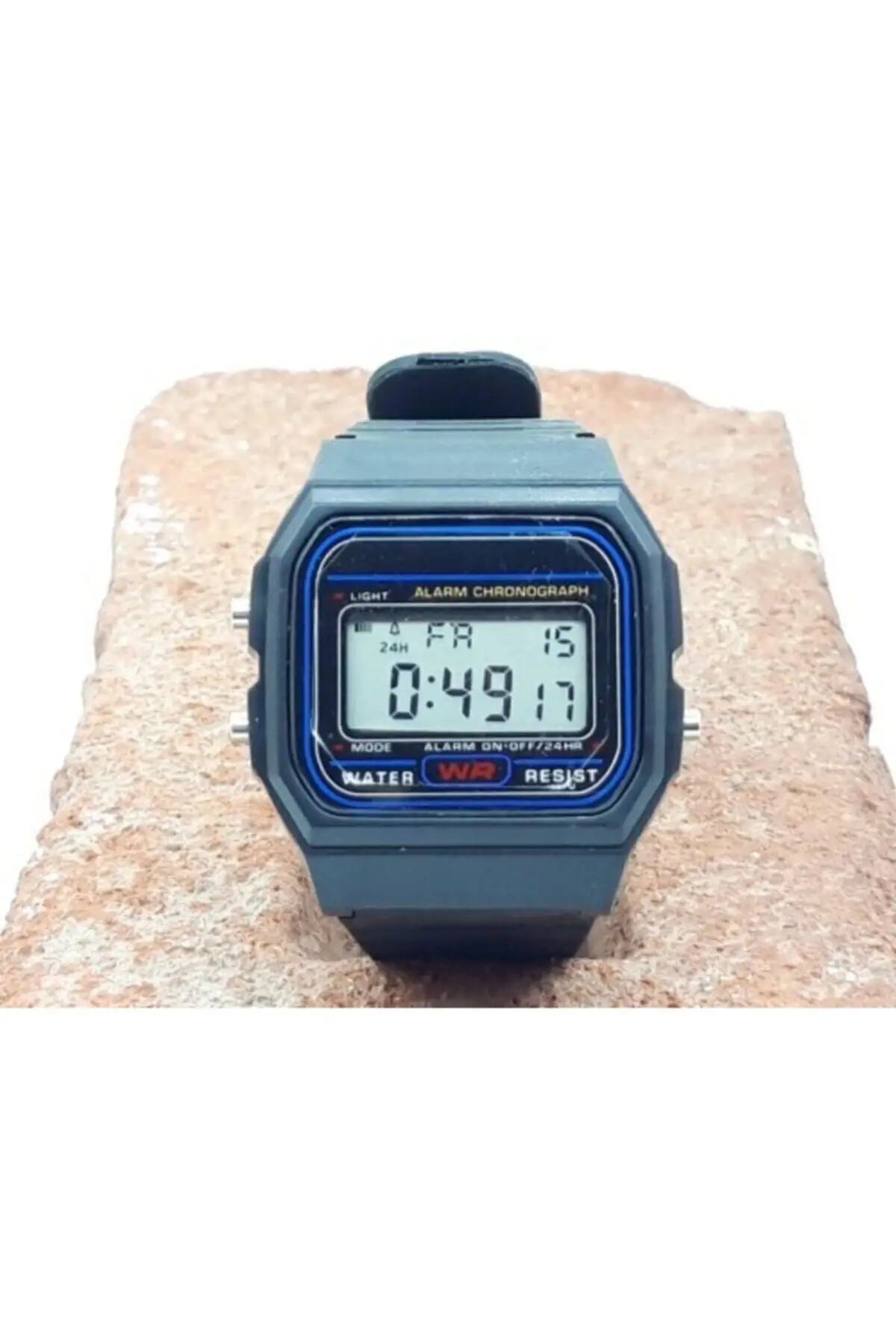 Digital Black Black Unisex Battery-Powered Wristwatch Clock