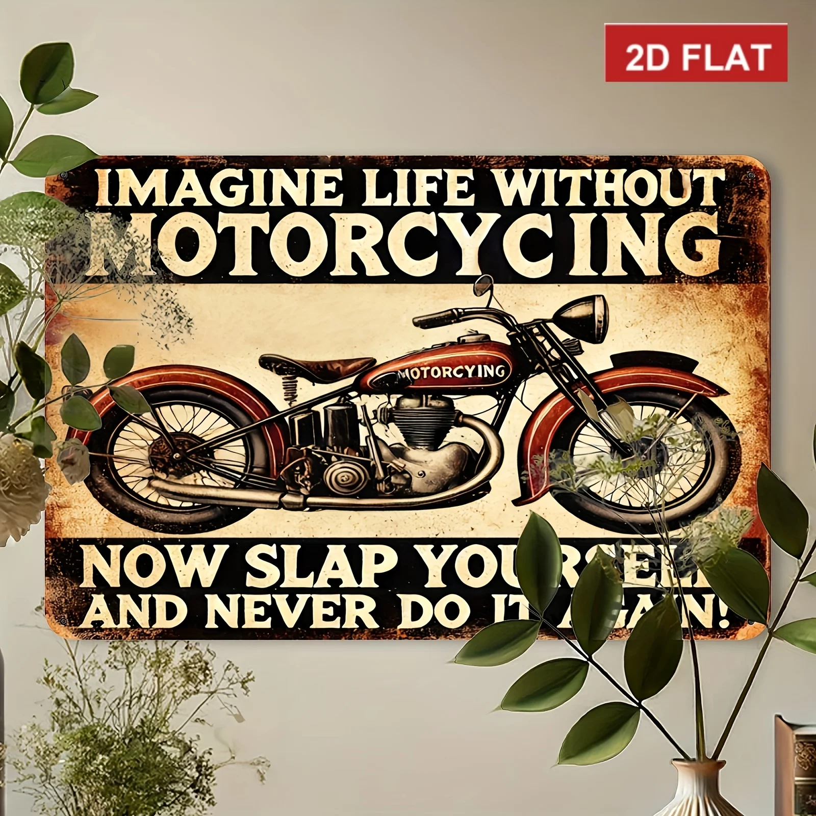 Vintage Motorcycle Metal Wall Decor - Retro Garage Art Sign with Motorcycle Design, Iron Structure Suitable for Man Cave, Bar