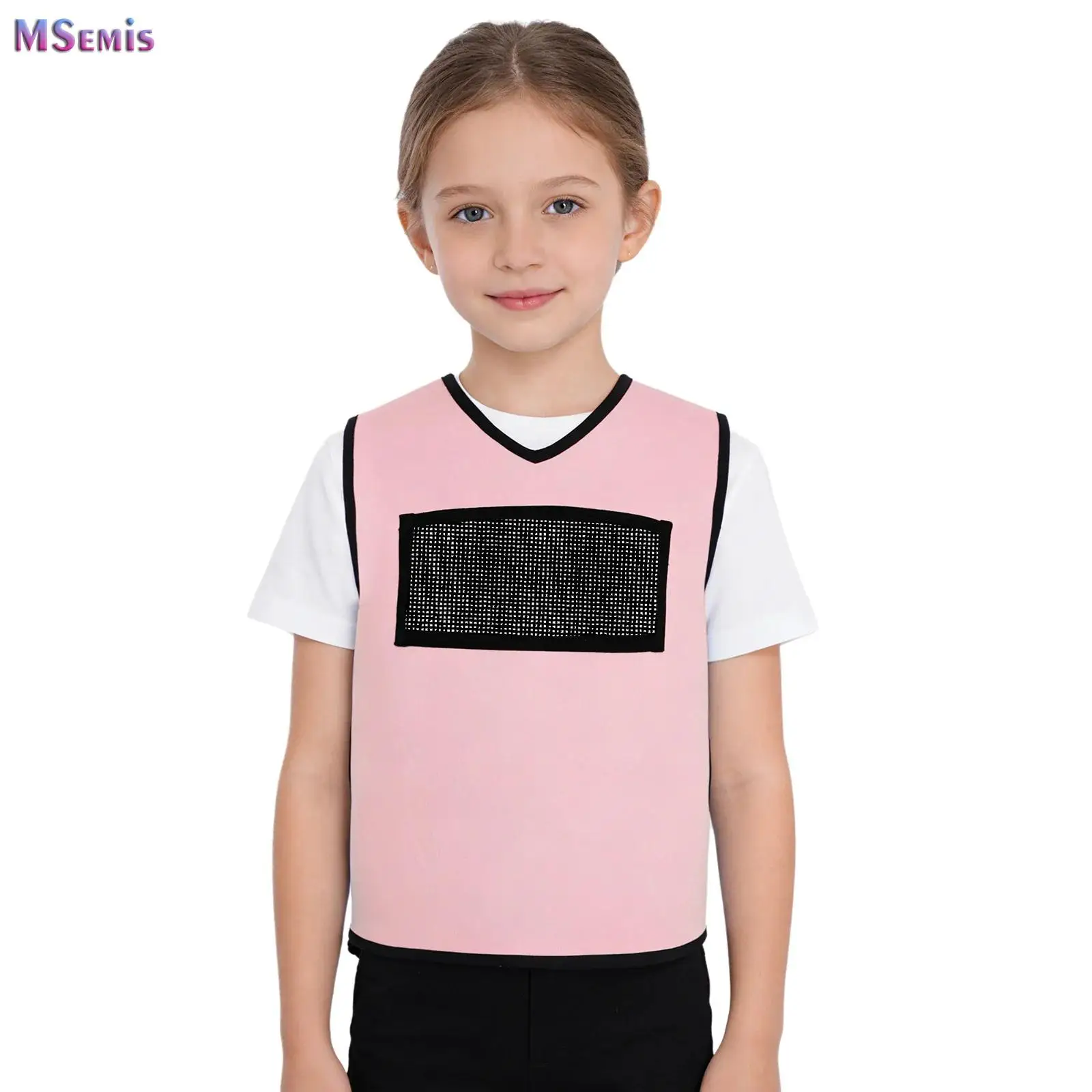 

Girls Boys Vest Casual Breathable Mesh Padded Front Sensory Compression Vest Adjustable Hook-And-Loop Fastener Color Block Tops