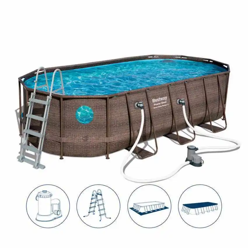 56716 18ft*9ft*48in Pool Oval Swim Vista rectangular metal frame above ground swimming pool