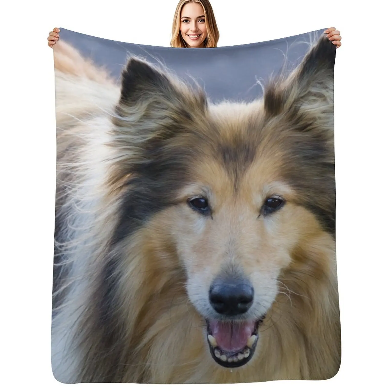 Happy Collie Throw Blanket Luxurious Soft Fuzzy Blanket for Sofa Bed