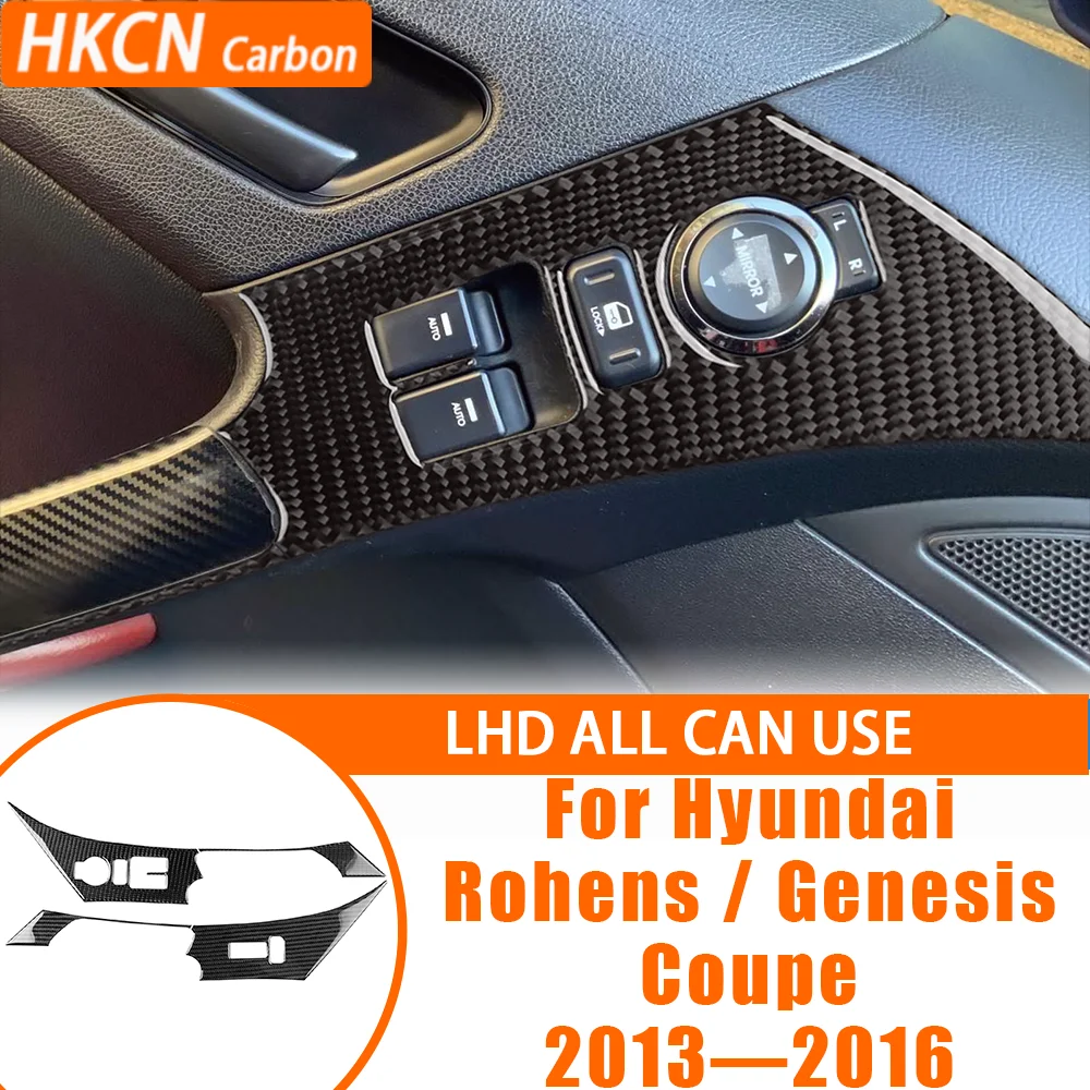 

Car Accessories Carbon Fiber Window Control Lifting Panel Interior Cover Trim Sticker For Rohens Coupe / Genesis 2013—2016