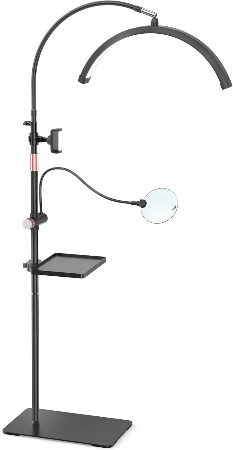 

Half Moon Eyelash Extension Lamp with Tool Tray, 2X Magnifier, Phone Holder for Nail and Tattoo Art