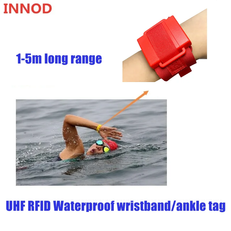 UHF RFID long range 1-5m reusable wristband waterproof tag for marathon running race swimming timing system chip