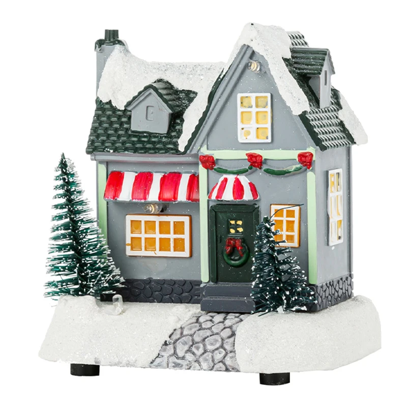 LED Light Up Small Village House Scene Christmas Decor Ornament Christmas Decoration Xmas Navidad New Year Gifts