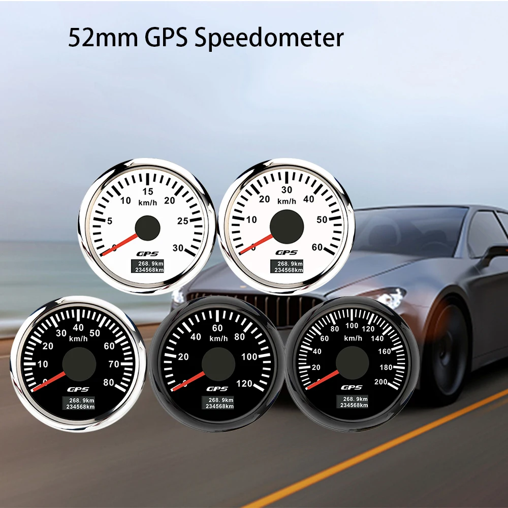 RHAXEL Marine Car Boat 2'' GPS Speedometer Odometer with Tripmeter GPS Antenna 7 Colors Backlight 12V 24V Waterproof