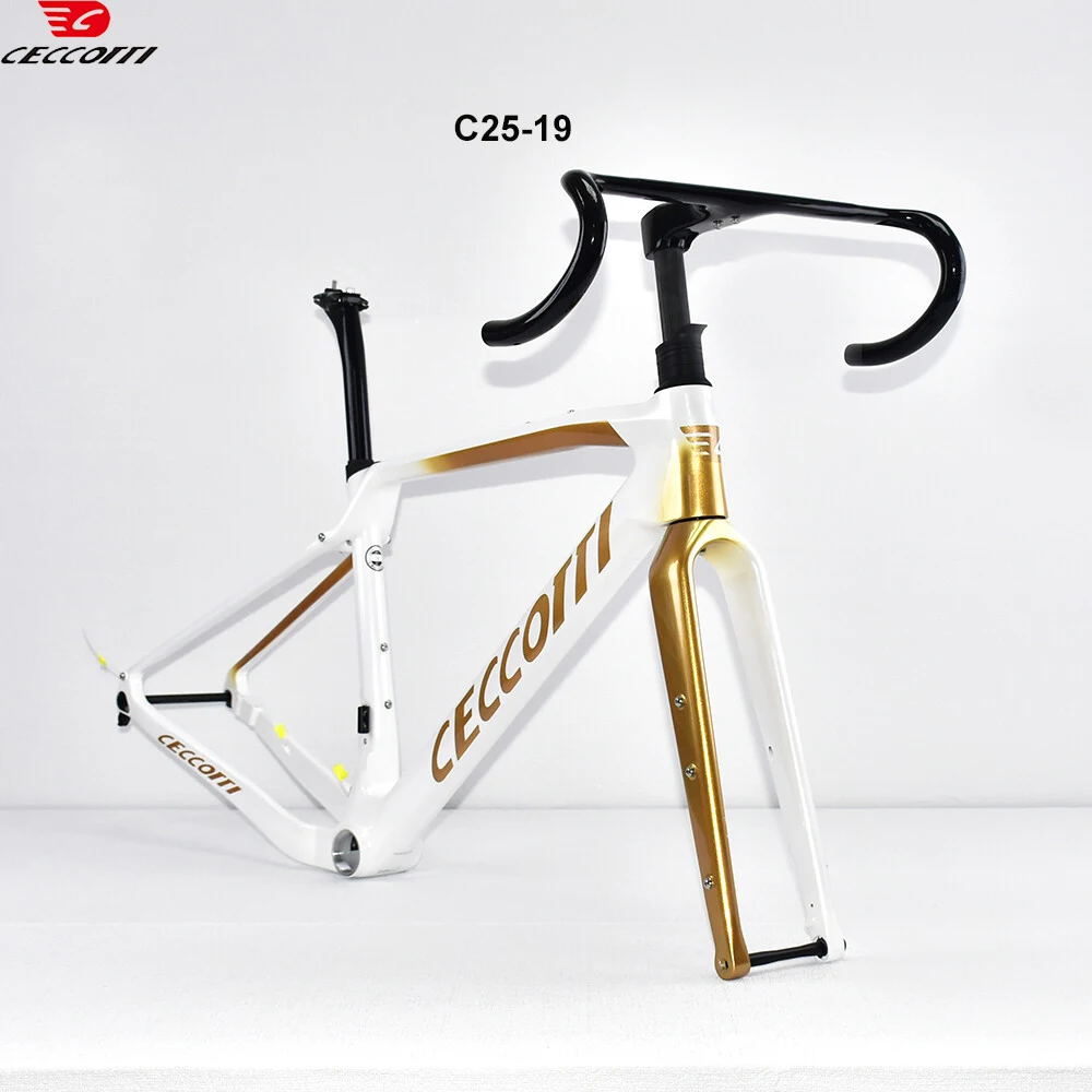 

CECCOTTI New Arrival Gravel Frame T47 thread BB And Dsic Brake Bike Frame Full Hidden Cable GRAVEL FRAMESET