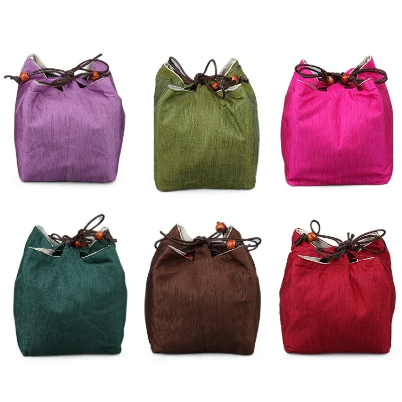 Linen silk Square bottom package Thickening Bracelets Cultural supplies blessing bag accessories Drawstring Buddha Beads Bag