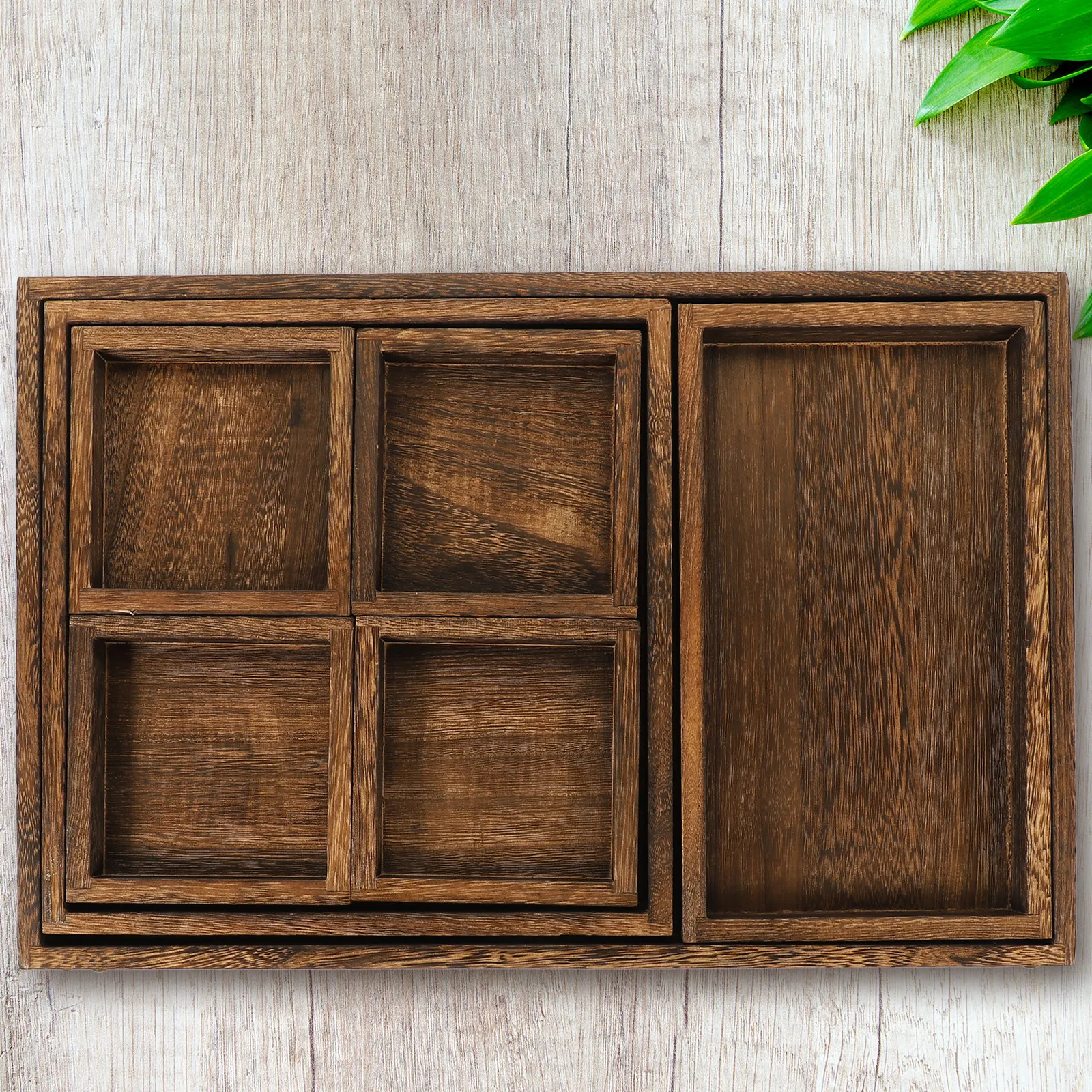 

1 set Wooden For Serving Food Tea Set Snack Bread Breakfast Drinks Coffee Appetizers Banquet Picnic Kitchen Restaurant Home Use