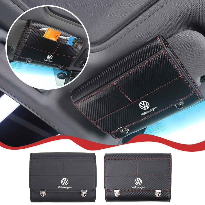 Elastic fabric PU Leather Car Seat Tissue Box Dual-Card Holder Storage Pouch For Volkswagen VW Golf GTI Polo Tiguan Sportcoupe
