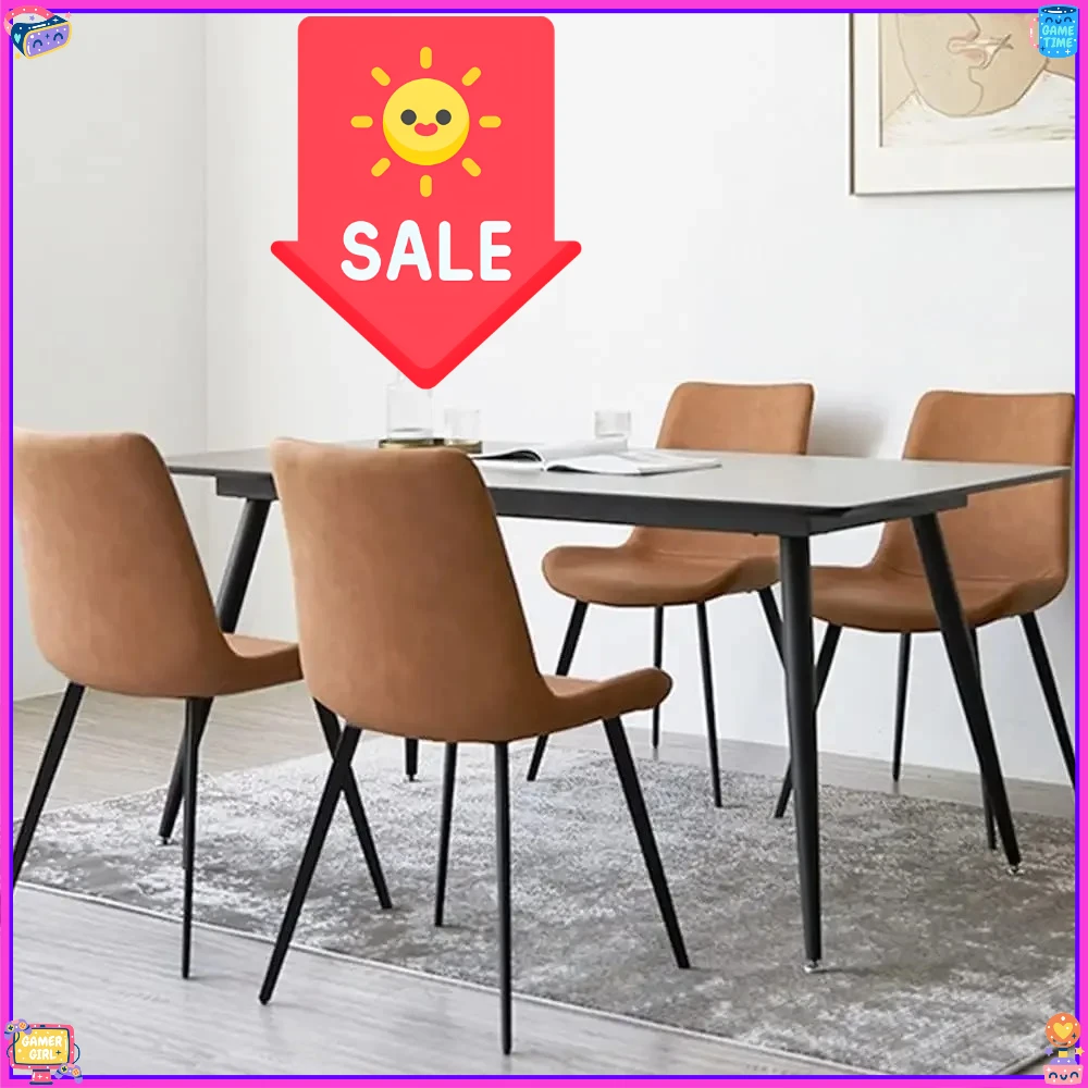 

Современные обеденные стулья, комплект из 4 штук, с мягкими сиденьями из искусственной кожи и прочными металлическими ножками (4 коричневых стула)