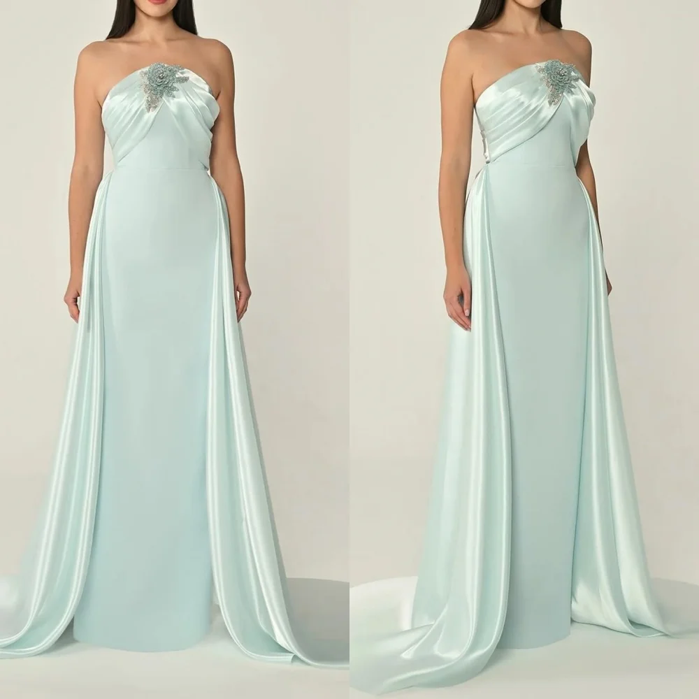 Robe De soirée en Jersey vert, personnalisée, gracieuse, sans bretelles, sans manches, De haute qualité, à la mode