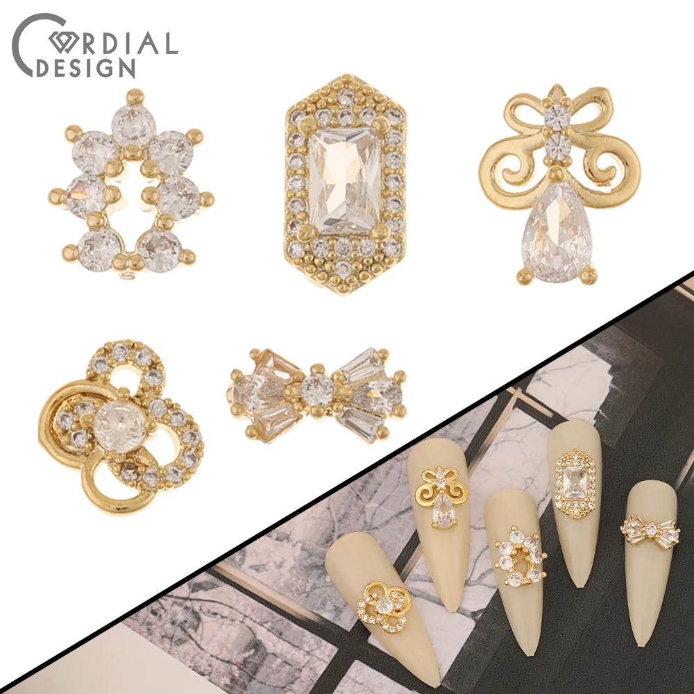 

Cordial Design 50Pcs DIY Fingernail Accessories/Genuine Gold Plating/Cubic Zircon/Geometry Shape/Jewelry Findings & Components