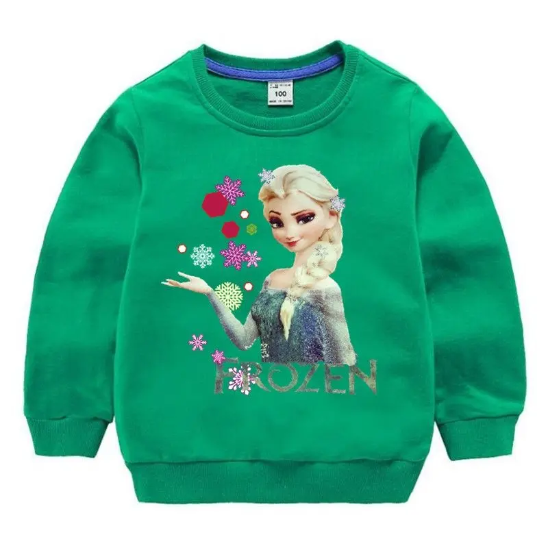 Girls Cartoon Princess T-shirt Autumn Kids Fashion Bottoming Shirts Baby Girl Party Long-sleeved Cotton Aisha Elsa Clothes