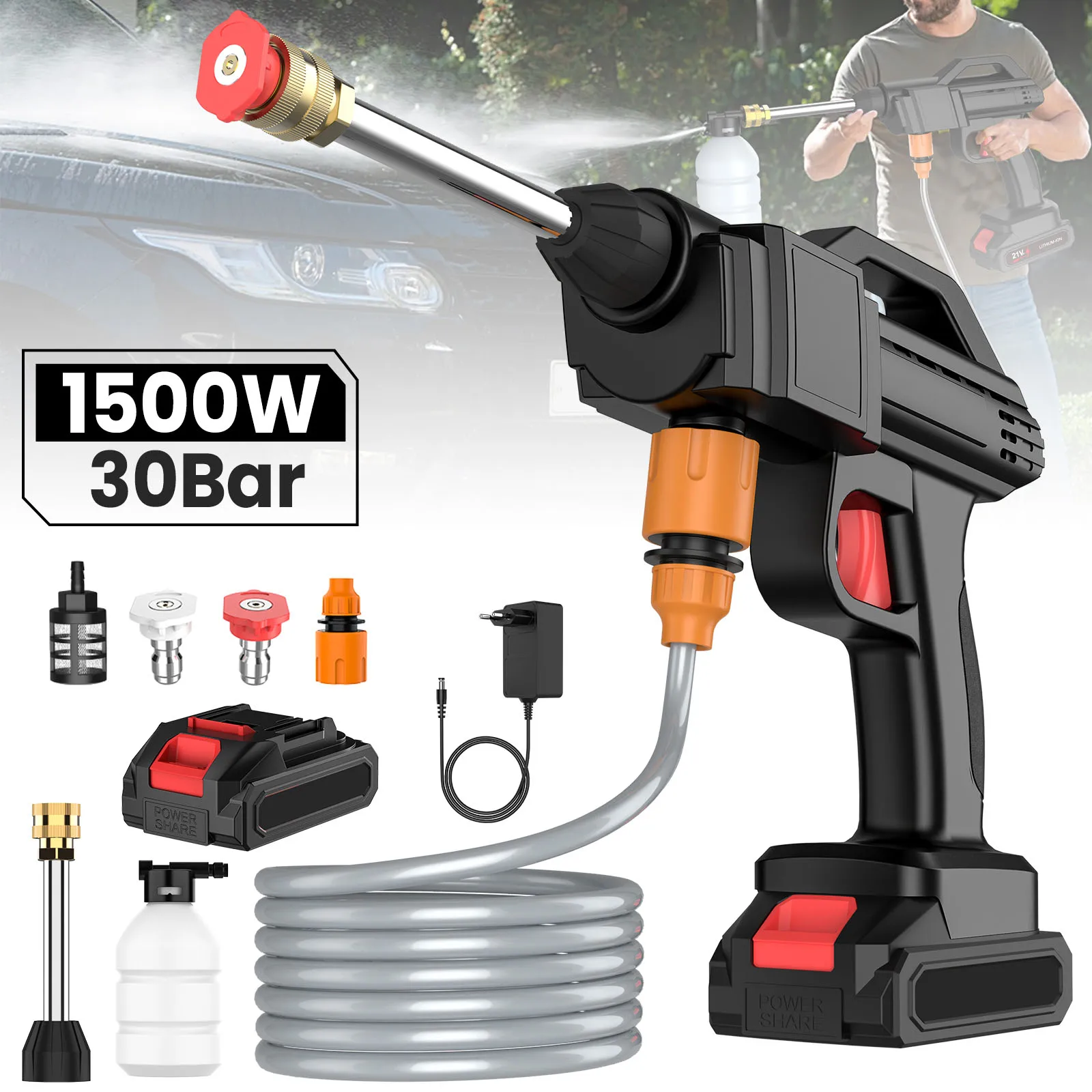 Pistolet à eau haute pression sans fil haute puissance pour lavage de voiture, compatible avec batterie Makita 21V