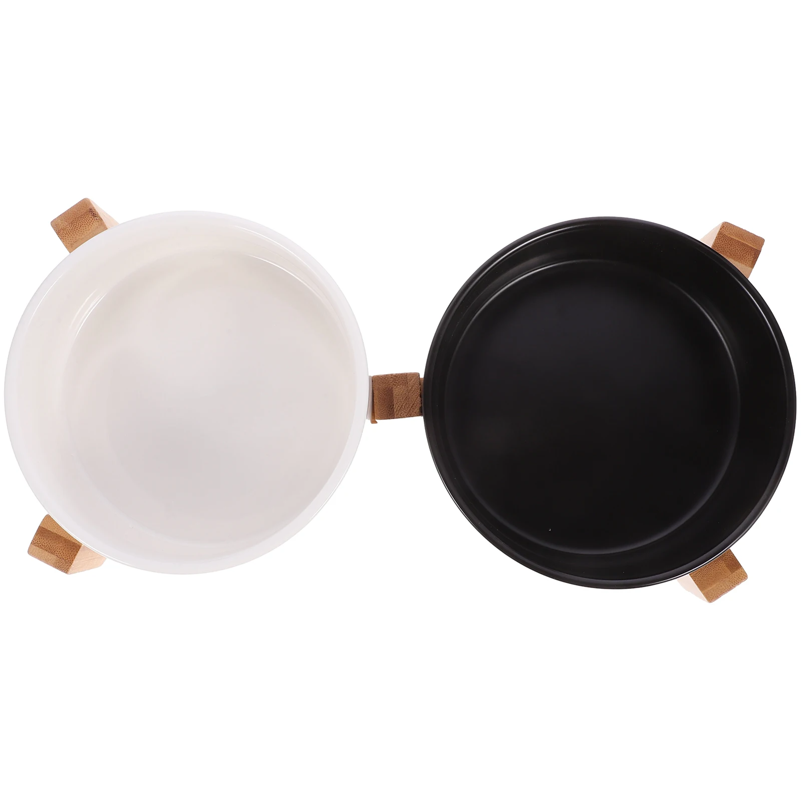 

1 set Ceramic Bowls With Wood Stand Anti-Slip Food Water Dishes Durable Lightweight For Home Use Large Dog Bowl Indoor Pet