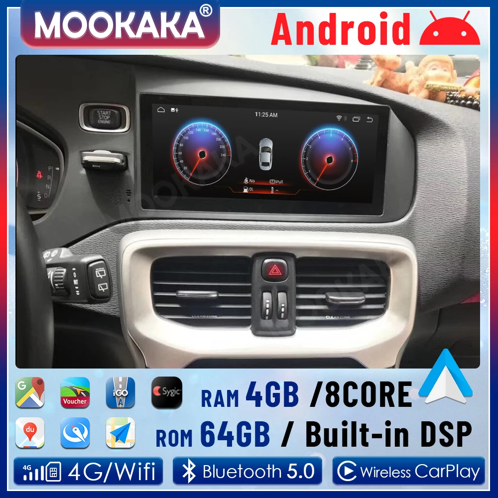 2 Din Android 13 4GB+64GB Car GPS Navigation For Volvo V40 2011-2018 Auto Radio Stereo Multimedia Player Head Unit DSP Carplay