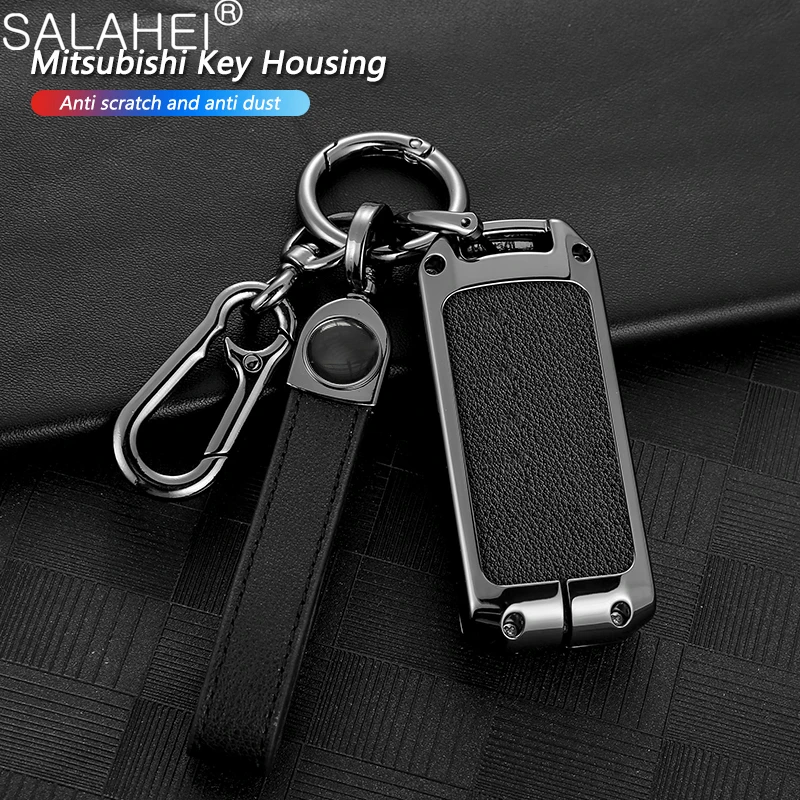 

Leather Car Remote Key Case Cover Shell Fob For Mitsubishi Outlander ASX Pajero LANCER Sport Eclipse Cross Keychain Accessories