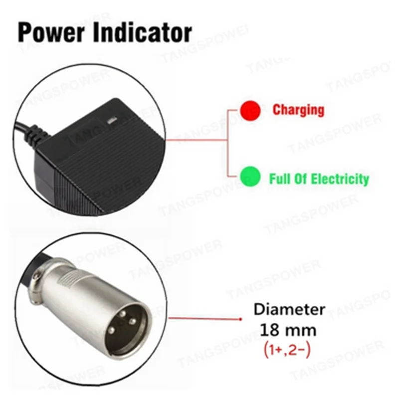 24V 2A Lead-Acid Battery Charger 28.8V 2A Charger 3-Pin XLR Connector Lead Acid Battery Pack Charger