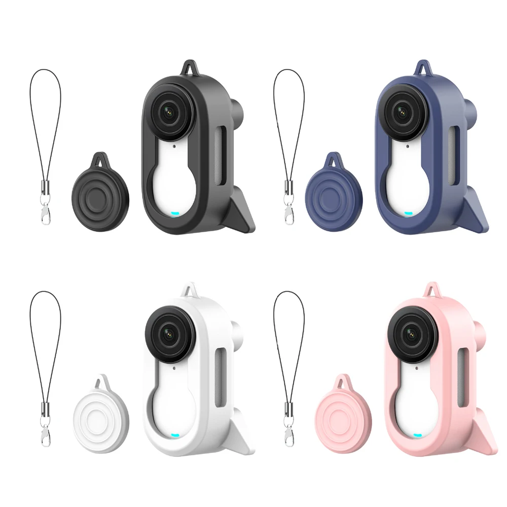 for INSTA360 GO3S Protective Case Stand Clip On Anti Shake Lens Cap Tether Heat Dissipation Silicone Cover