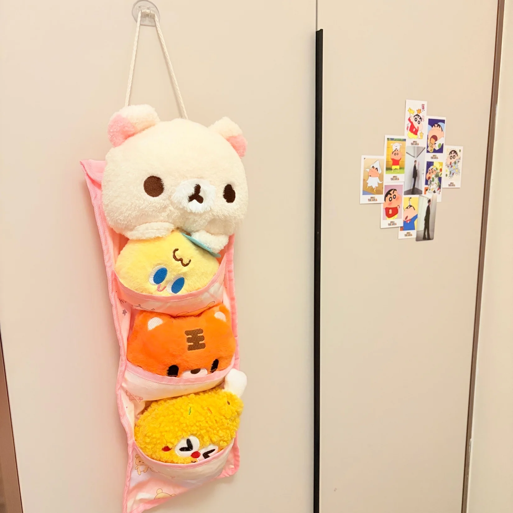 Japanese Cartoon Rilakkuma Plush Doll Wall Mounted Triple Independent Pockets Take In Bag Dormitory Door Hanging Storage Bag