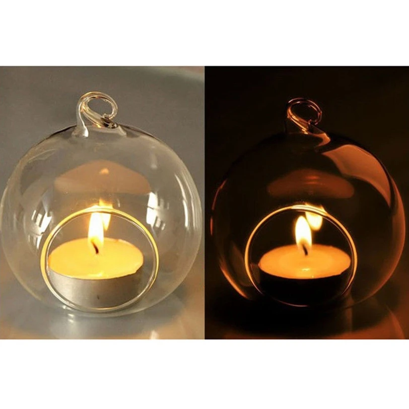 8cm Hanging Glass Flowers Plant Vase Stand Holder Terrarium Container Candlestick Tealight Holder Home Decor