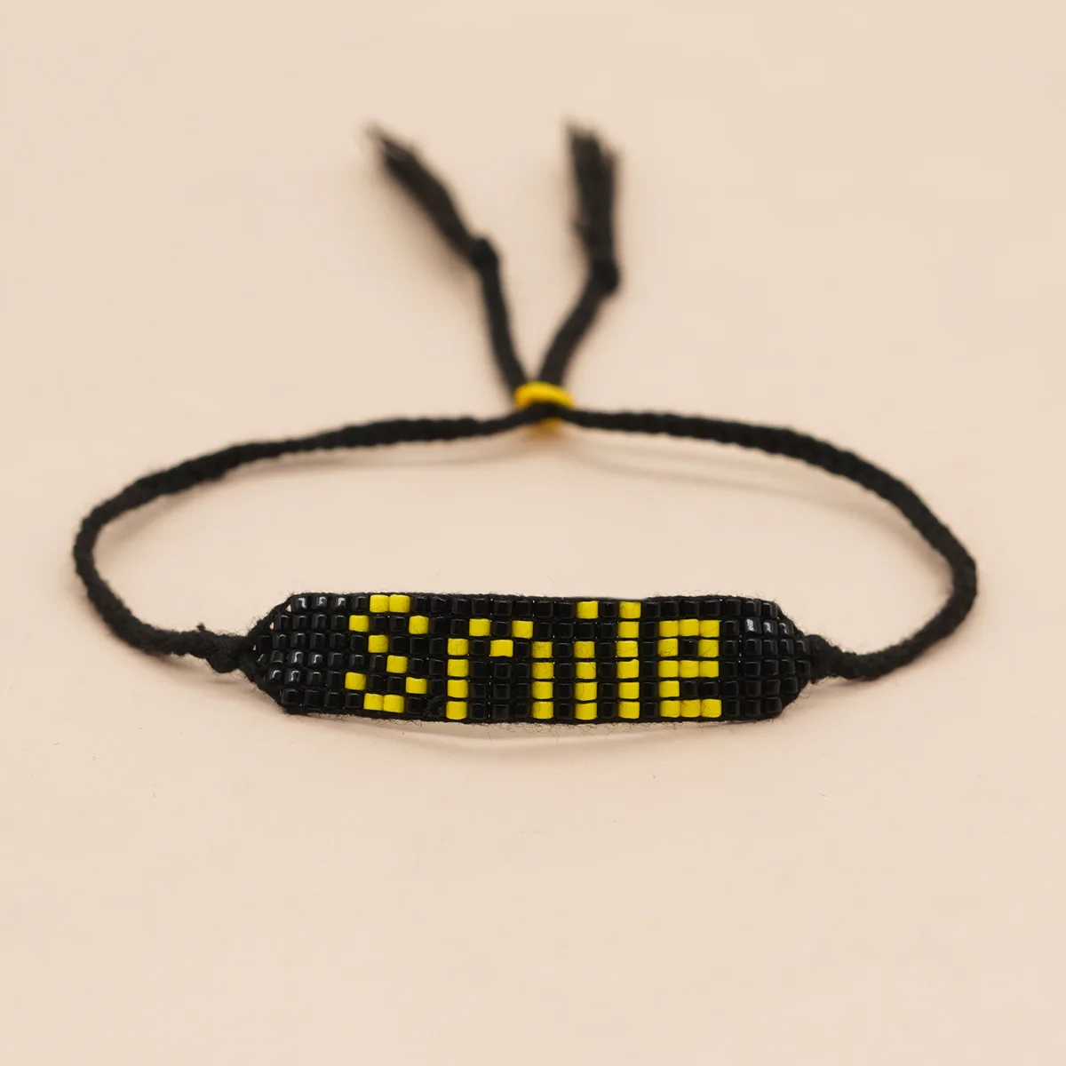 

Beaded bracelet English alphabet Originality Design Hand knitting Bohemia Adjustable Tide Simple Rice bead bracelet