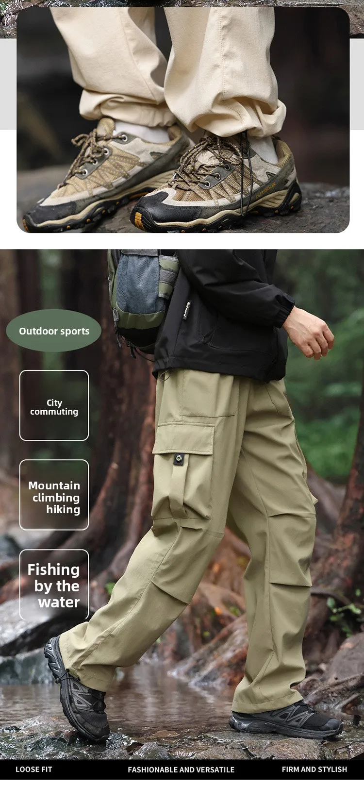 FOXXAMOCycling Camping y senderismo pesca otoño pierna recta suelta ocio Montañismo al aire libre pantalones deportivos americanos