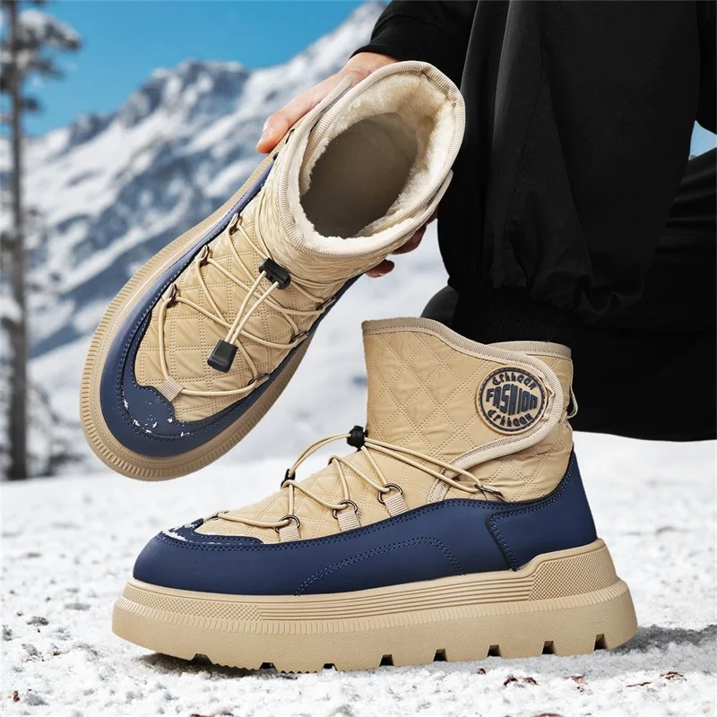 

2025 New Men's Waterproof Snow Boots with Plush Lining, Anti-Slip and Wear-Resistant Sneaker Sole, Warm Winter Casual Boots
