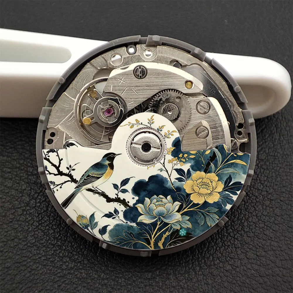 Precision Color Printed Watch Movement Rotor with Flowers & Birds Design Compatible with NH34 NH35 NH36 NH38 NH70 NH72 Watch Acc