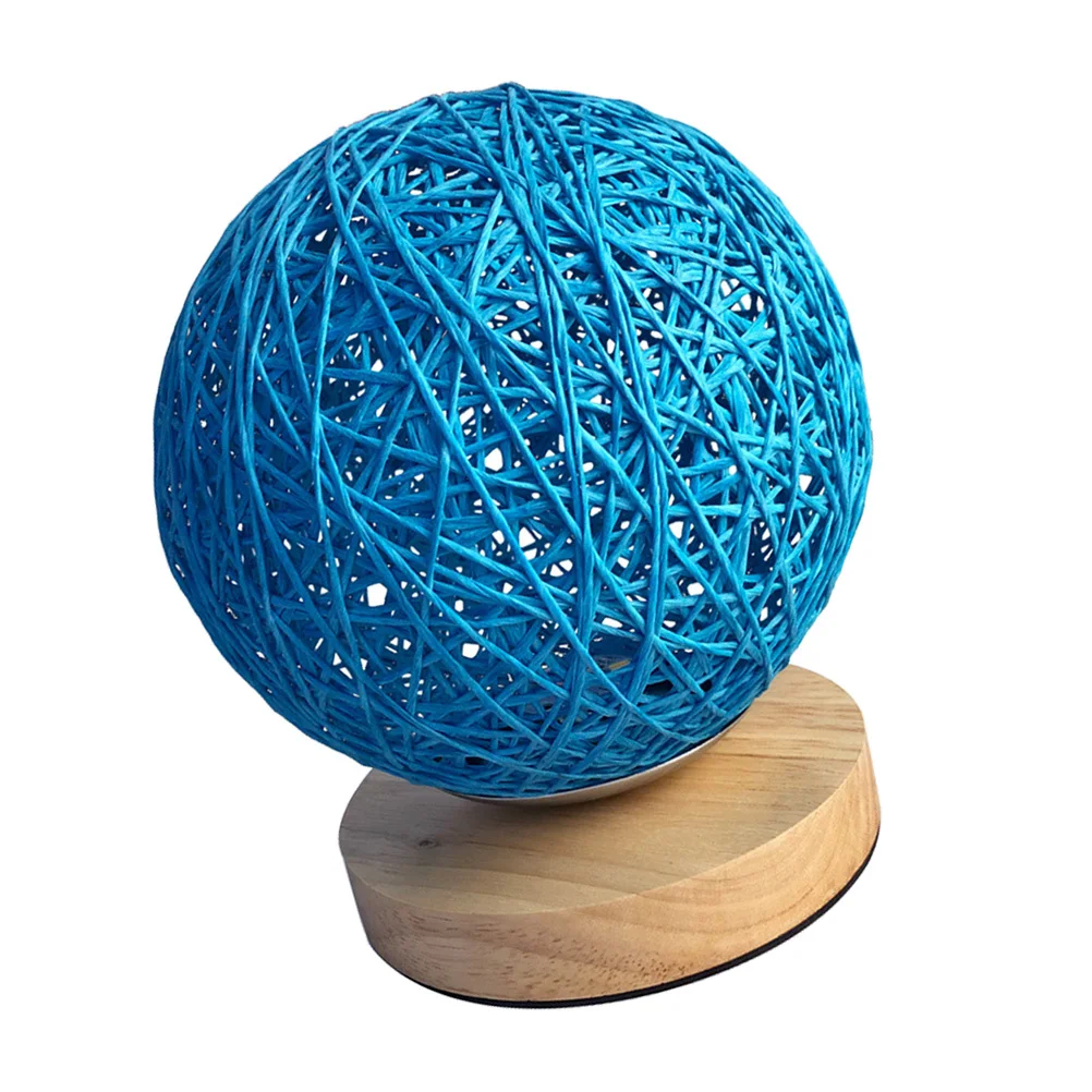 

Creative Dimming Night Light Twine Rattan Ball Table Lamp Blue USB Powered Adjustable Brightness Bedroom Nursery Decorative
