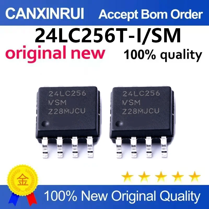 (5pcs-100pcs)Brand new original 24LC256T-I/SN SOIC-8 256Kb I2C compatible dual line serial EEPROM chip