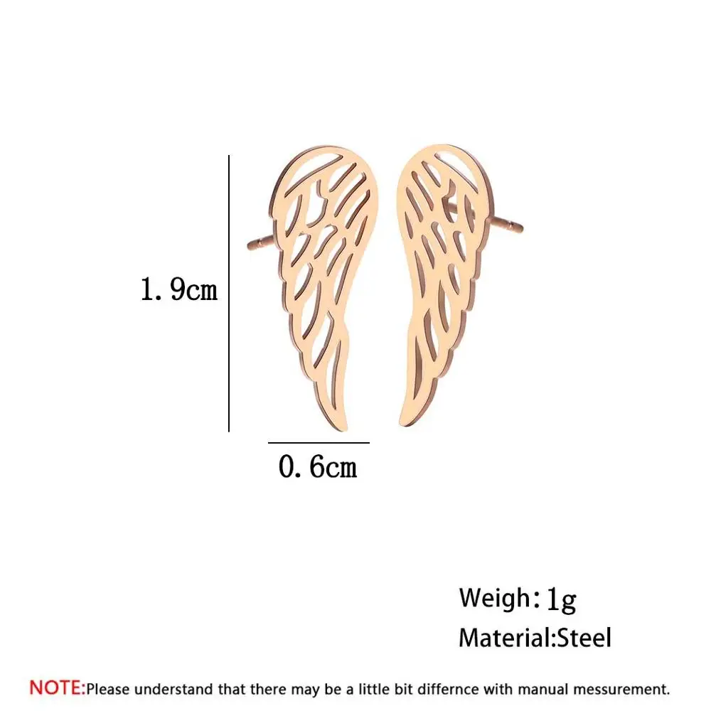 QIAMNI Stainless Steel Minimalist Wings Stud Earring for Women Men Birthday Gifts Ear Climbers Party Jewelry Pendientes Brincos