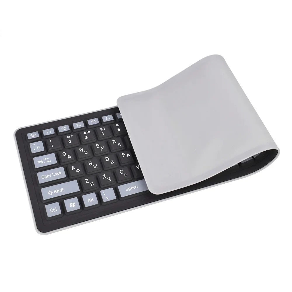 Teclado ruso de 103 teclas, Teclado de silicona con diseño USB, Teclado Flexible con cable, PC de escritorio, portátil, tableta, Teclado inglés y