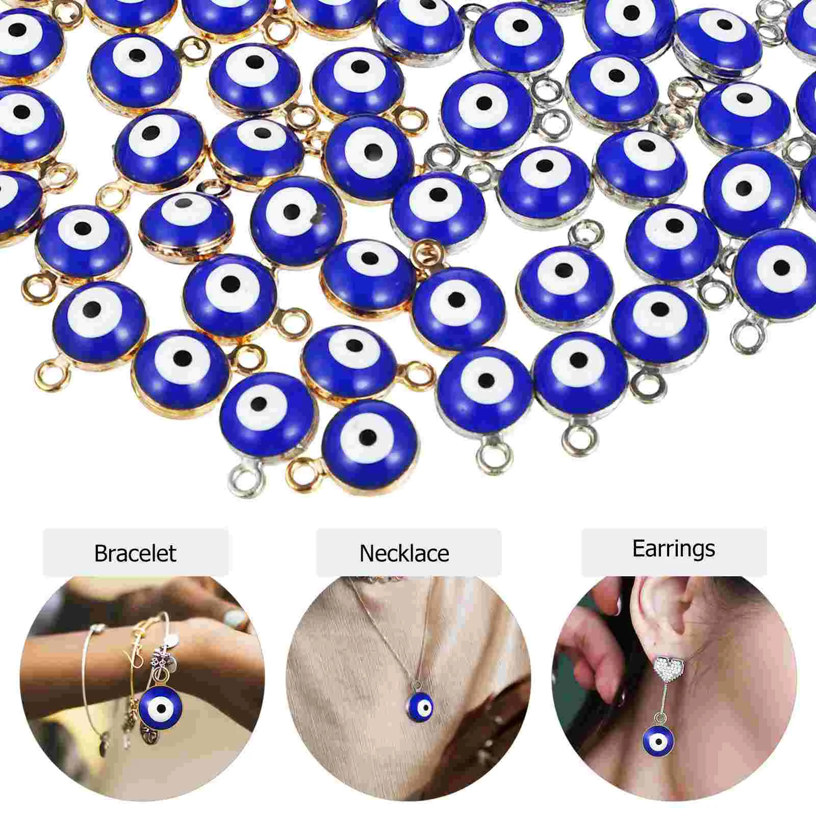 60 Pcs Jewelry Making Beads Eye Pendant Necklace Eyeball Charms for Bracelet Evil