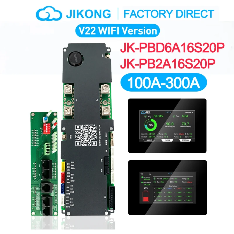 JKBMS V22 LPF4 Li-Ion LTO BMS 8S 24S 16s 48V 100A 150A 200A WIFI Household Energy Inverter JIKONG BMS Active Balancer 0.6A