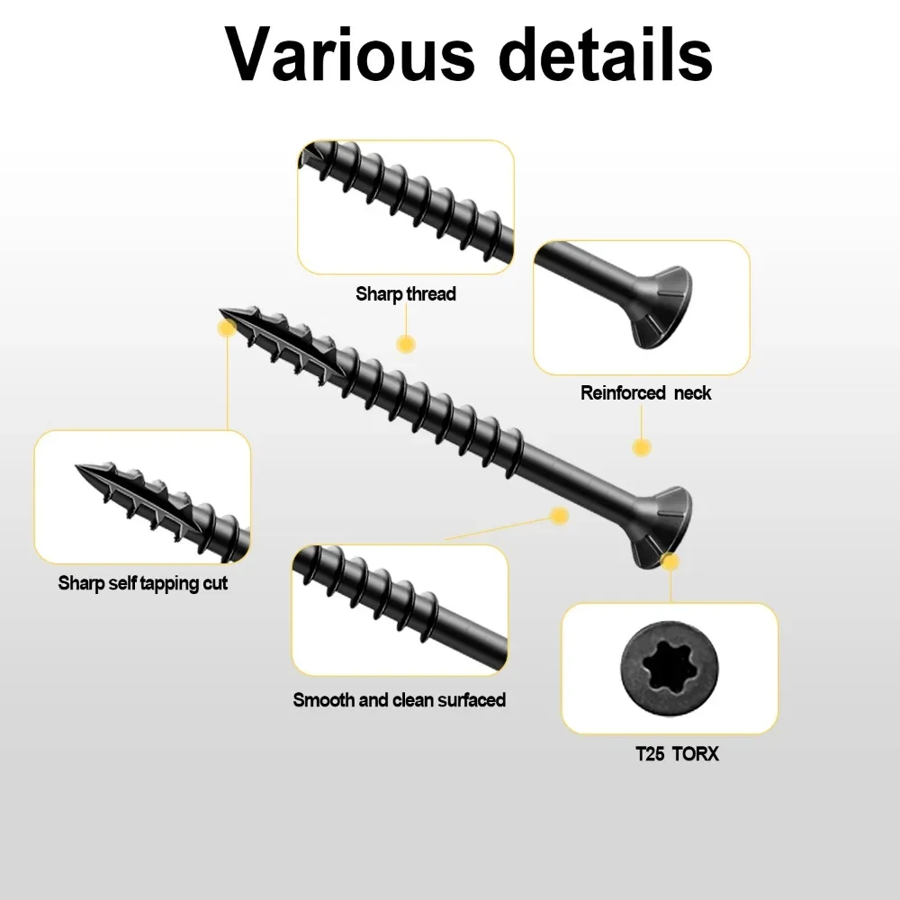 

VKKM 25-51mm Carbon Steel Self-Tapping Wood Screws with Anti-Rust Coating, Suitable for Installing Wooden Cabinet Door Panels