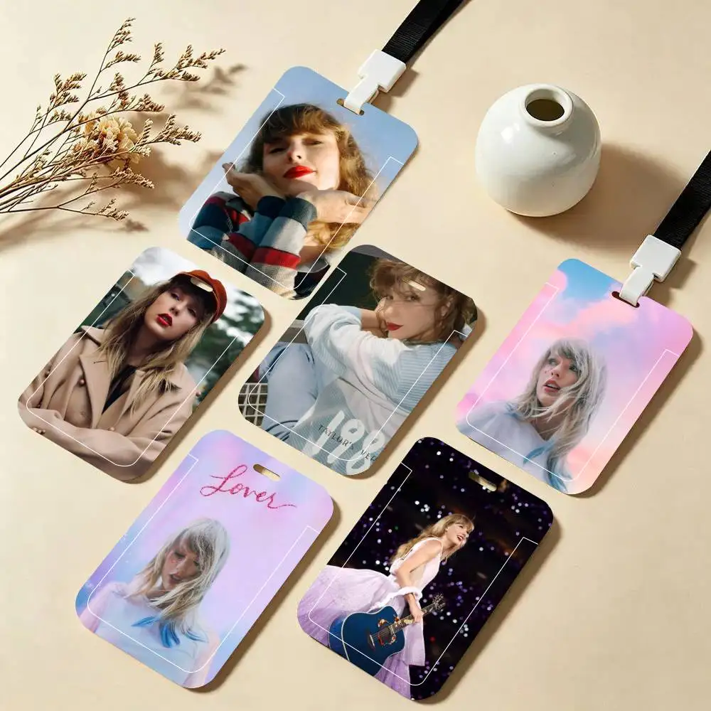 Hot Singer T-TaylorS S-SwiftS ID Card Holder Neck Strap Pendant Door Badge Holder Lanyards Keychain Work Credential Case Gift