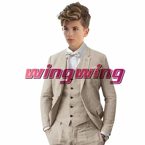 소년 여름 정장 리넨 재킷 바지 조끼 3 종 세트, 웨딩 턱시도, 얇은 블레이저, 어린이 옷, 2-16 세 Best5