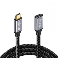 USB-C USB 3.1 Type-C Male to Female Extension Data Cable 10Gbps 100W with Sleeve for Laptop Phone