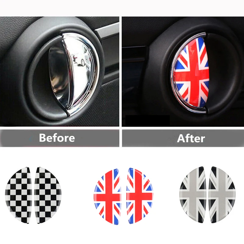 

2Pcs Car Door Sticker 3D Crystal Epoxy Car Interior Pull Handle Sticker For MINI COOPER R56 R55 R60 R61 Countryman F55 F56 F60