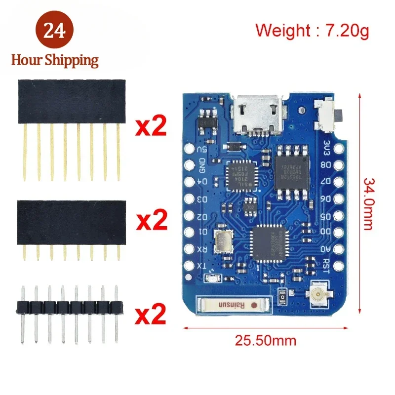 WeMos D1 Mini Pro V3.0 NodeMcu 4MB/16MB bytes Lua WIFI Internet of Things Development board based ESP8266 CH340G Nodemcu V2