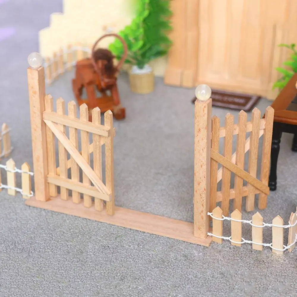 1:12 Schaal Poppenhuis Hek Deur Decoratie Speelgoed Houten Poppenhuis Tuinmeubelen Miniatuur Accessoires Simulatie